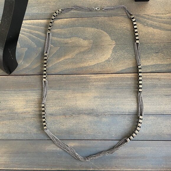 Vintage 35" Silver Tone Chain & Chain Link Necklace Versatile Look (D6) - Picture 6 of 7